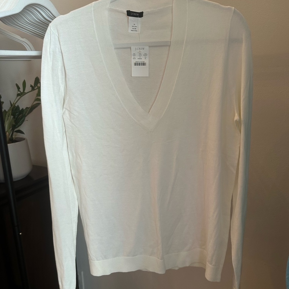 J. Crew Women's Ivory V-Neck Sweater